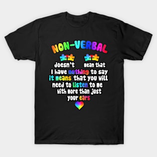 NON VERBAL Piece Neon Pastel Autism Awareness T-Shirt